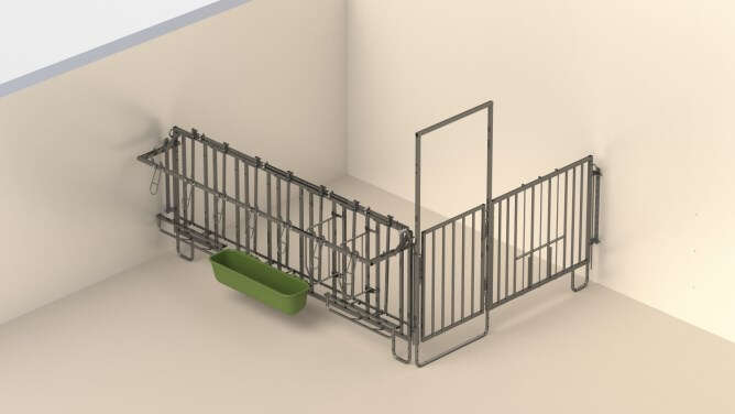 KERBL Modulare Zaunaufstallung Einzelset für 3er-Kälbergruppe mit Wandbefestigung